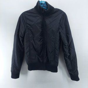 Chroma Sport Black Quilted Puffer Bomber Jacket size S